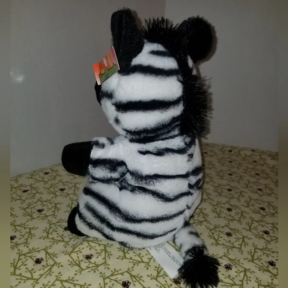 Puppet Plush Zebra Stuffed Animal  Black & White Stuffie